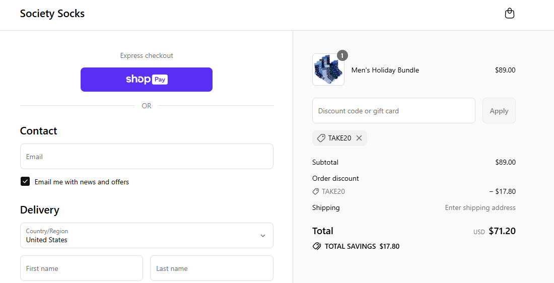 Coupon proof TAKE20