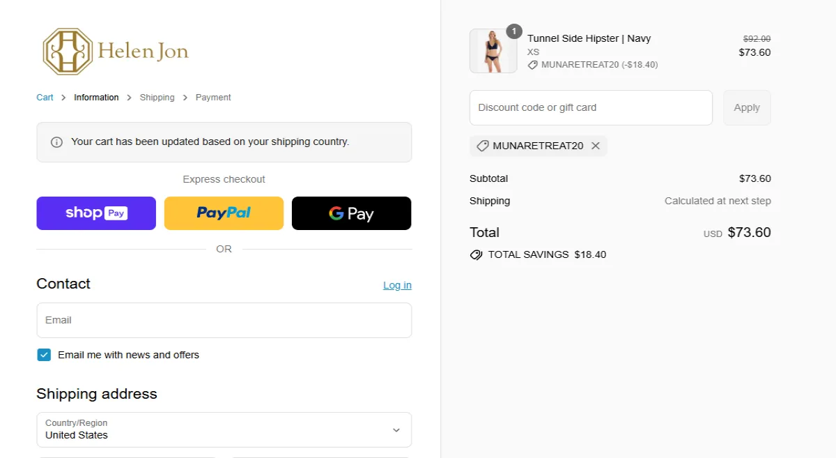Coupon proof MUNARETREAT20