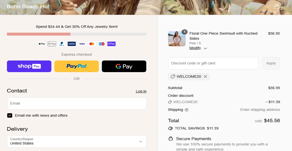 Coupon proof WELCOME20