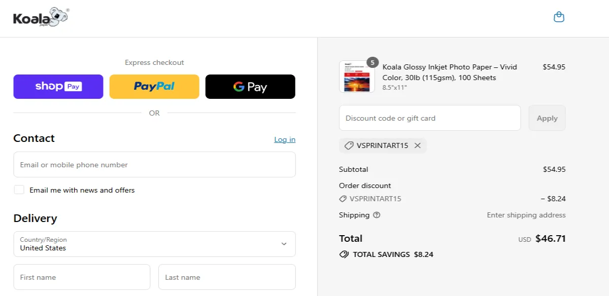 Coupon proof VSPRINTART15
