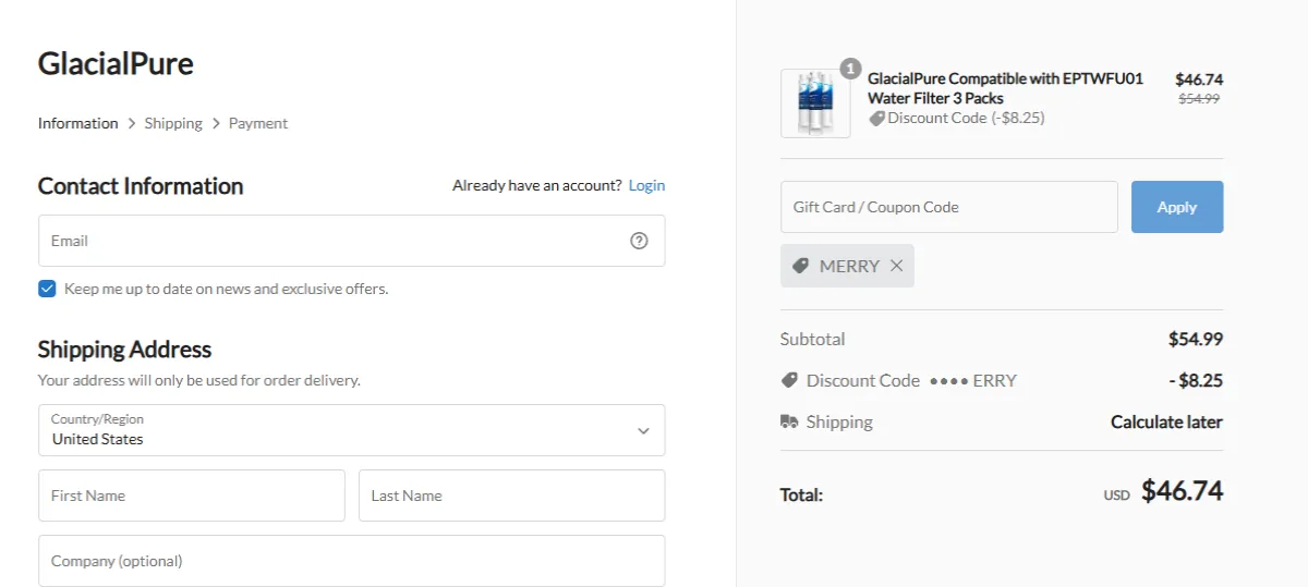 Coupon proof MERRY