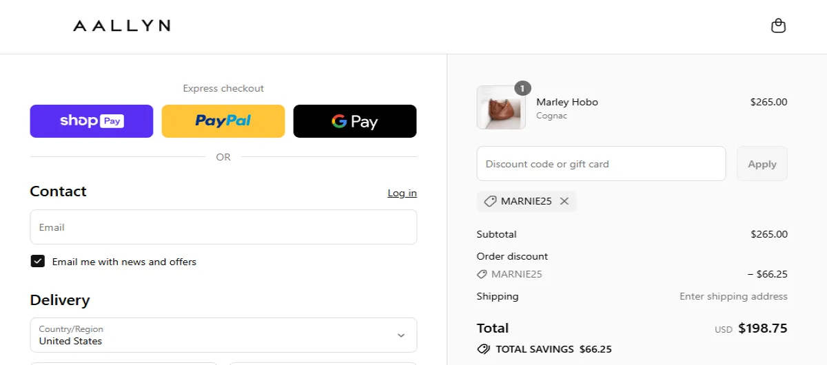 Coupon proof MARNIE25