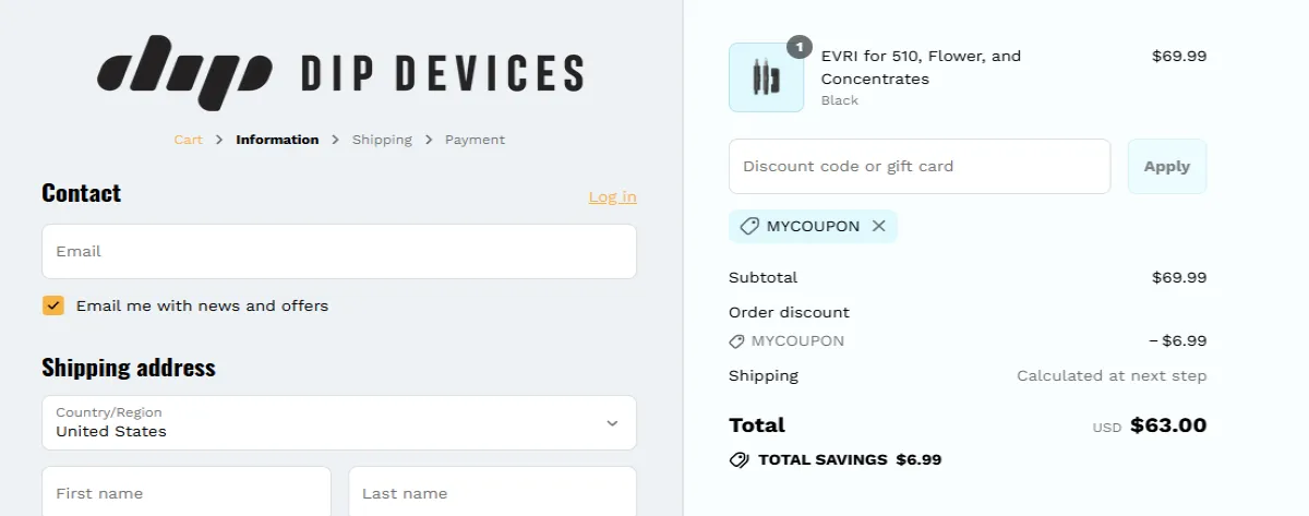 Coupon proof MYCOUPON