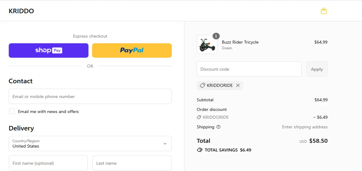 Coupon proof KRIDDORIDE