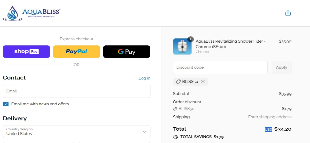 Coupon proof BLISS50