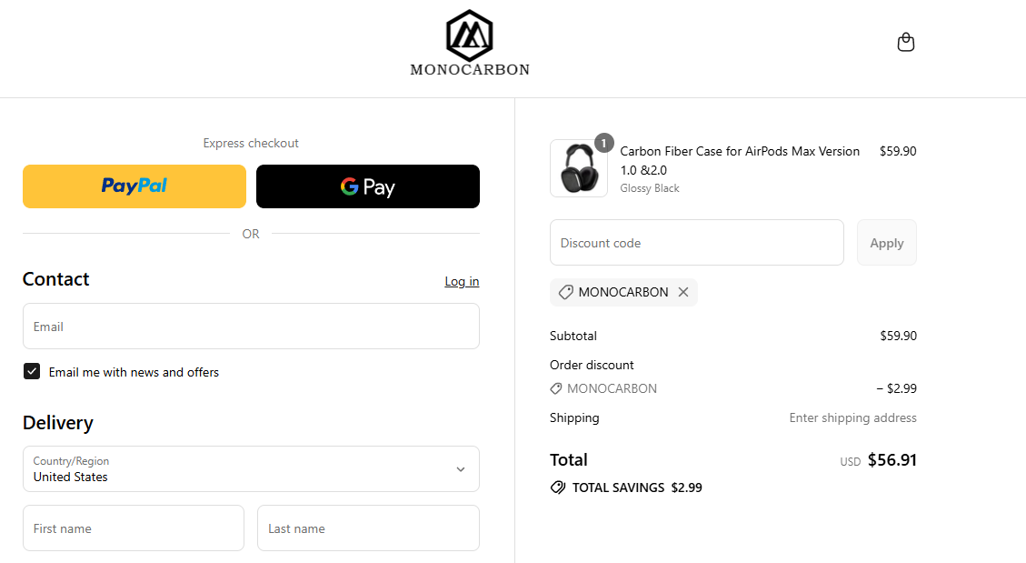 Coupon proof MONOCARBON