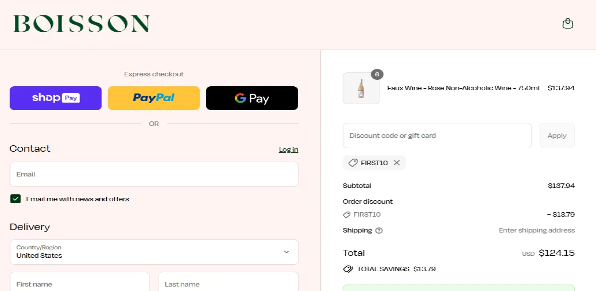 Coupon proof FIRST10