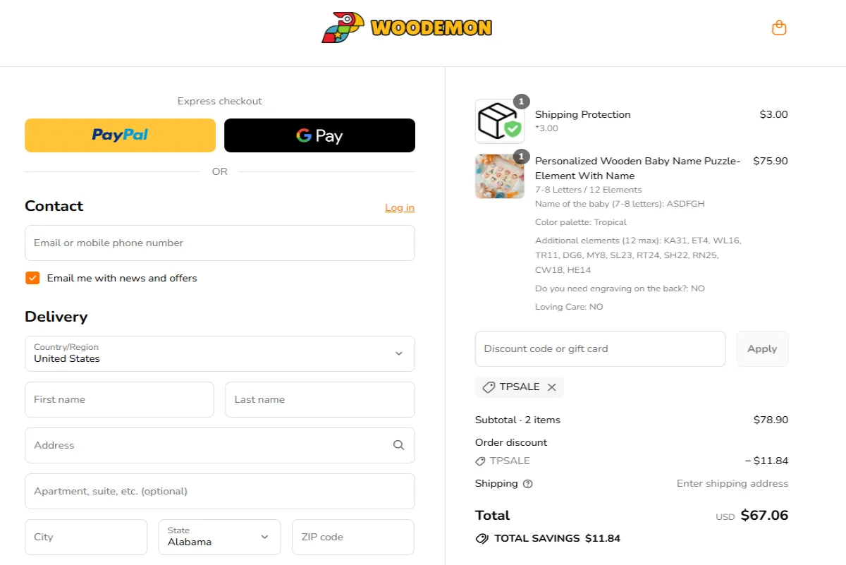 Coupon proof TPSALE