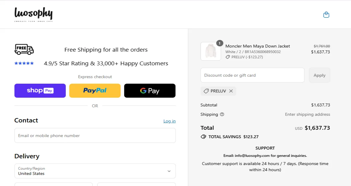 Coupon proof PRELUV