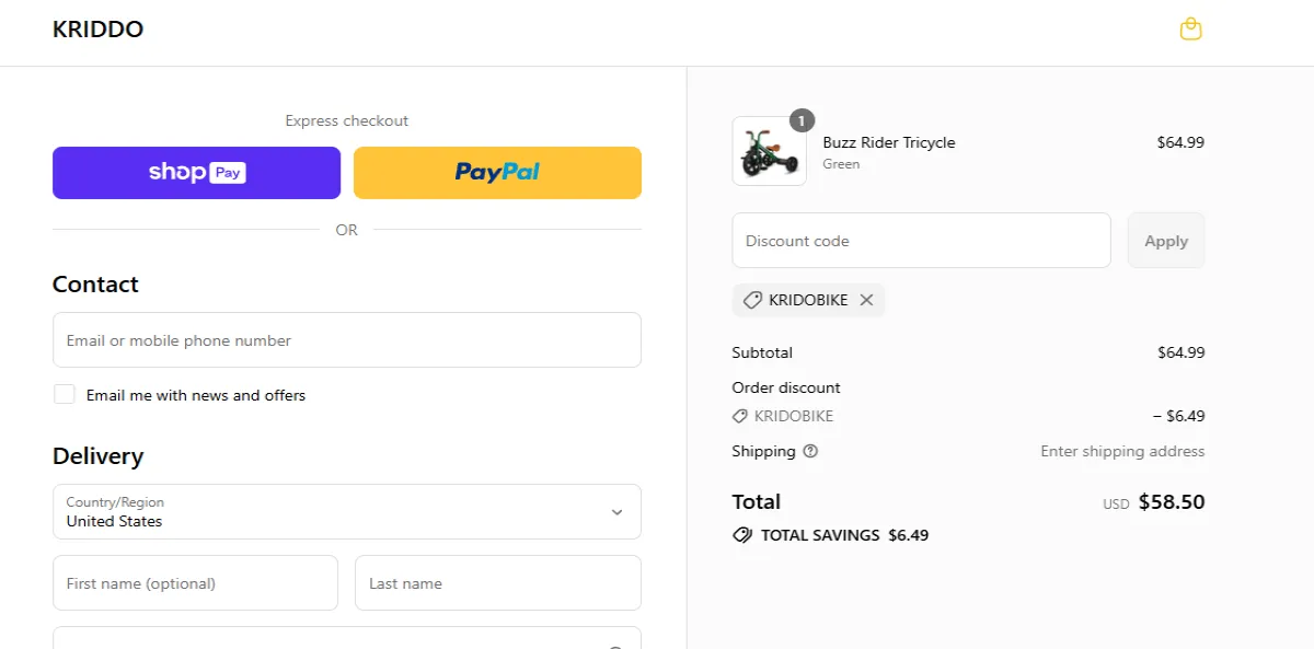 Coupon proof KRIDOBIKE
