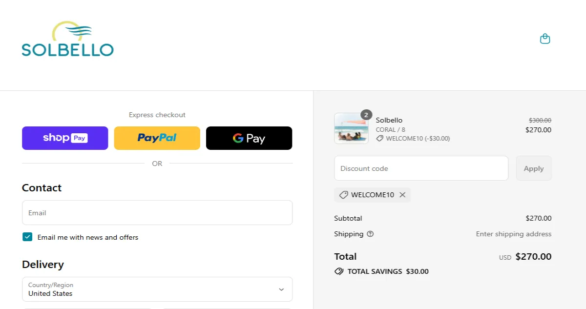 Coupon proof WELCOME10