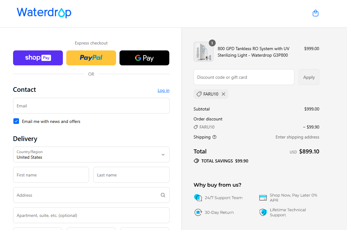 Coupon proof FARU10