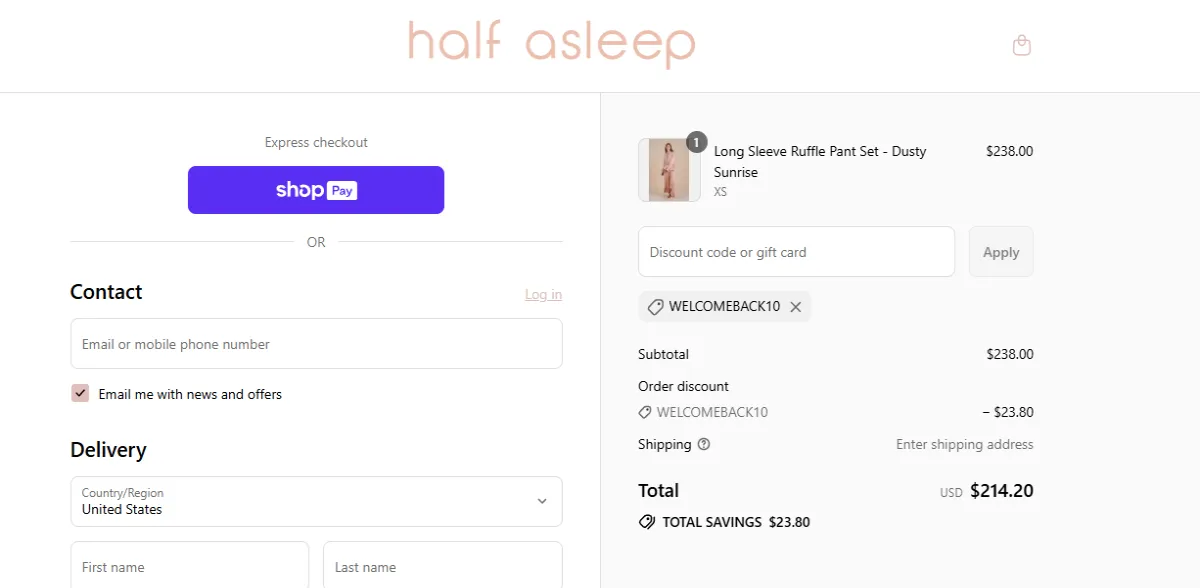 Coupon proof WELCOMEBACK10