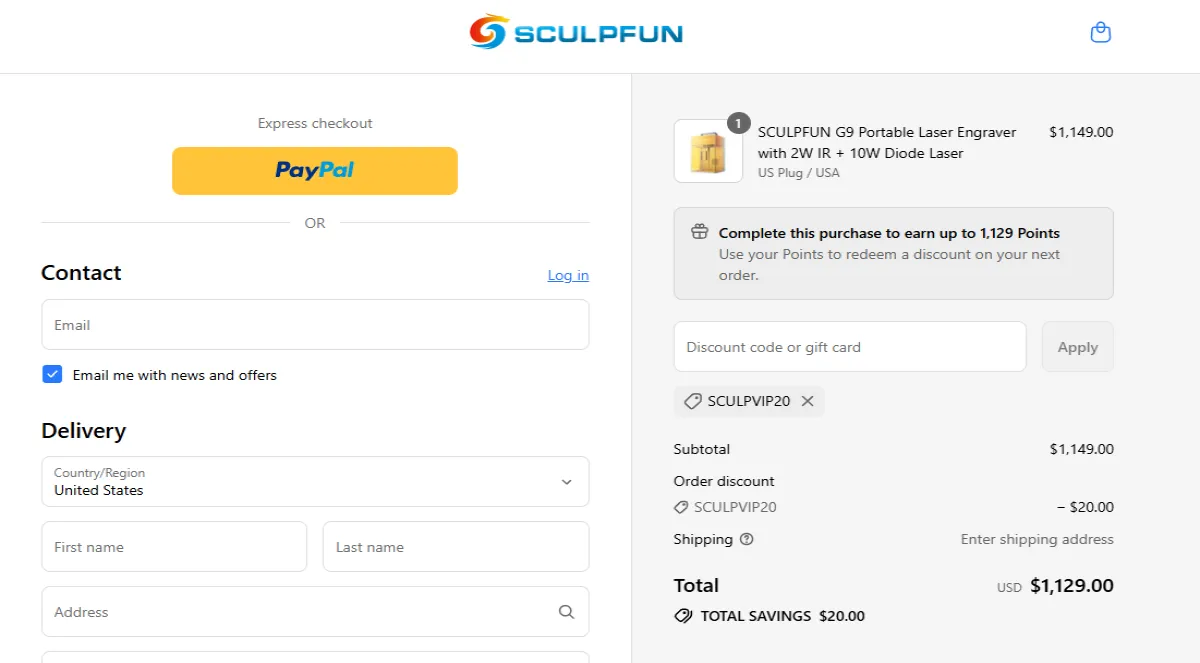Coupon proof SCULPVIP20