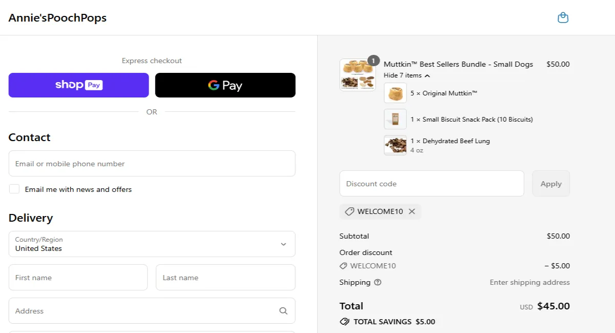 Coupon proof WELCOME10