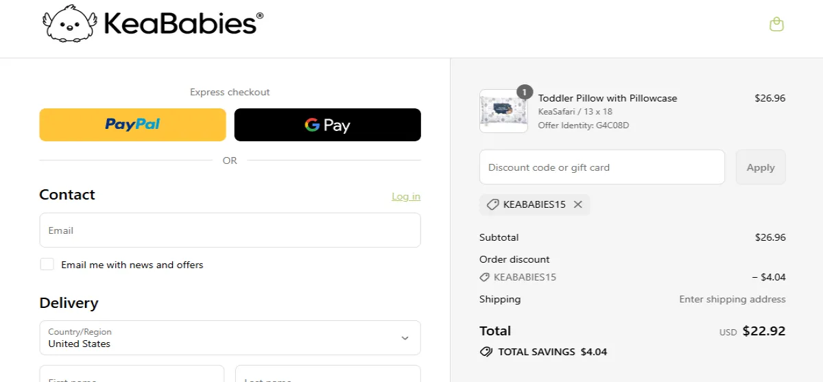 Coupon proof KEABABIES15