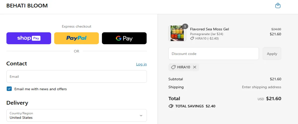 Coupon proof HIRA10