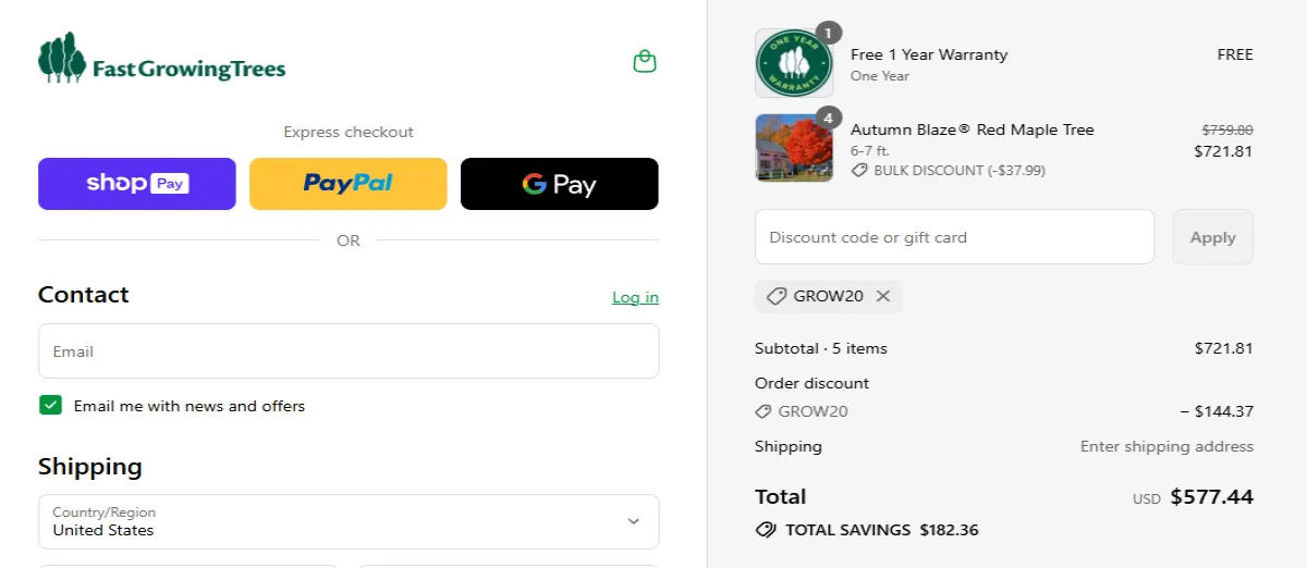 Coupon proof GROW20
