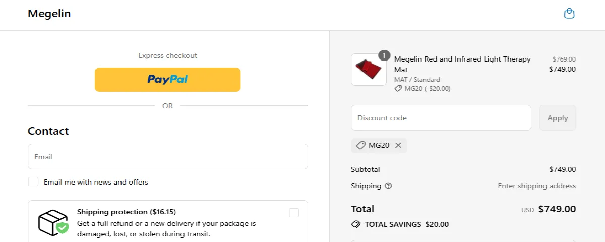 Coupon proof MG20