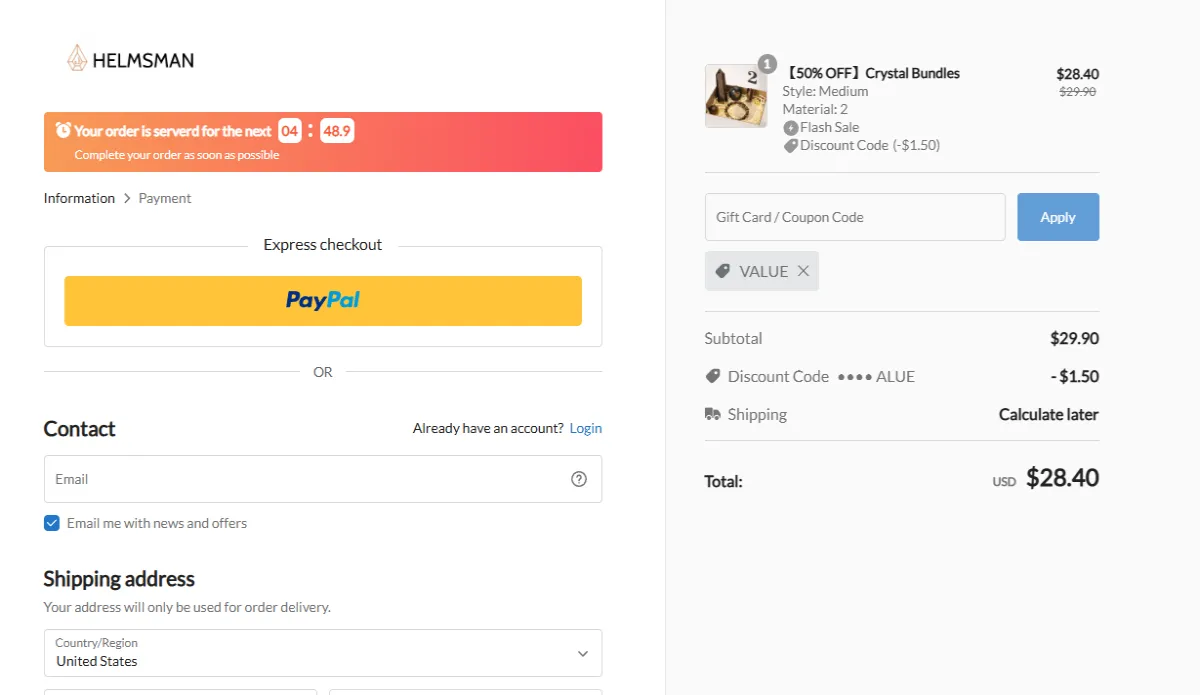 Coupon proof VALUE