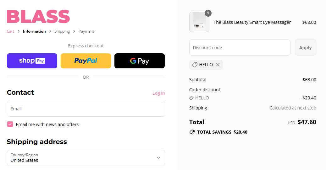 Coupon proof HELLO